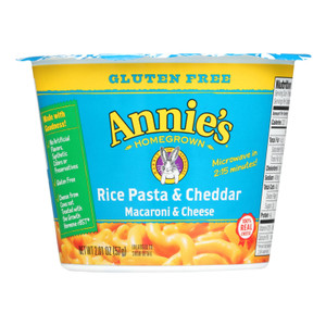 Annie's Homegrown Gluten Free Rice Pasta And Cheddar Microwavable Mac And Cheese Cup - Case Of 12 - 2.01 Oz. Annie's Homegrown Gluten Free Rice Pasta And Cheddar Microwavable Mac And Cheese Cup - Case Of 12 - 2.01 Oz.