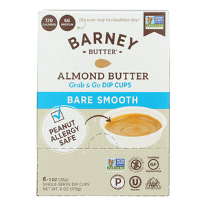 Barney Butter Bare Smooth Almond Butter Dip Cups  - Case Of 6 - 6/1 Oz Barney Butter Bare Smooth Almond Butter Dip Cups  - Case Of 6 - 6/1 Oz