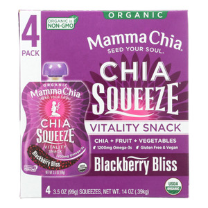 Mamma Chia Squeeze Vitality Snack - Blackberry Bliss - Case Of 6 - 3.5 Oz. Mamma Chia Squeeze Vitality Snack - Blackberry Bliss - Case Of 6 - 3.5 Oz.
