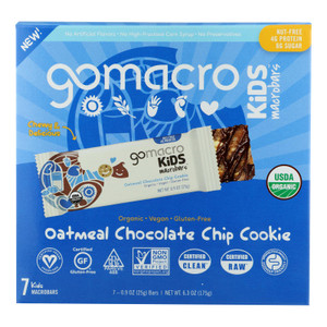 Gomacro - Kids Macrobar Oatmeal Chocolate Chip - Case Of 7 - 6.3 Oz Gomacro - Kids Macrobar Oatmeal Chocolate Chip - Case Of 7 - 6.3 Oz