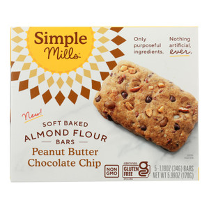 Simple Mills - Bar Sft Baked Peanut Butter Chocolate Chip - Case Of 6-5.99 Oz Simple Mills - Bar Sft Baked Peanut Butter Chocolate Chip - Case Of 6-5.99 Oz