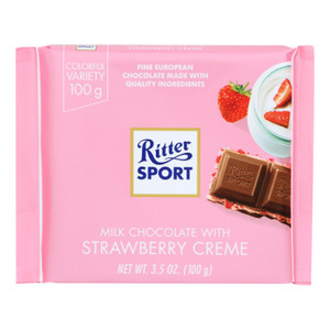 Ritter Sport - Bar Strawberries And Crme - Case Of 12-3.5 Oz Ritter Sport - Bar Strawberries And Crme - Case Of 12-3.5 Oz