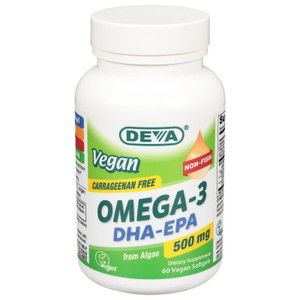 Deva Vegan Vitamins - Omega-3 Dha-epa 500mg Vgn - 1 Each-60 Vcap Deva Vegan Vitamins - Omega-3 Dha-epa 500mg Vgn - 1 Each-60 Vcap