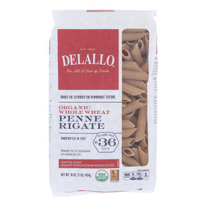 Delallo - Pasta Organic Penne Rigate Whole Wheat - Case Of 8-16 Ounces Delallo - Pasta Organic Penne Rigate Whole Wheat - Case Of 8-16 Ounces