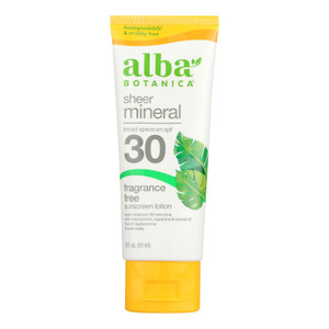 Alba Botanica - Sunscreen Lotion Mineral Formula Face And Body Spf 30 - 1 Each-3 Fluid Ounces Alba Botanica - Sunscreen Lotion Mineral Formula Face And Body Spf 30 - 1 Each-3 Fluid Ounces
