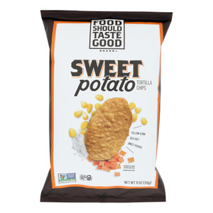 Food Should Taste Good Sweet Potato Tortilla Chips - Sweet Potato - Case Of 12 - 11 Oz. Food Should Taste Good Sweet Potato Tortilla Chips - Sweet Potato - Case Of 12 - 11 Oz.