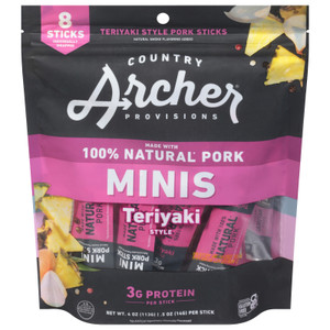 Country Archer - Jrky Pork Stick Mini Teri - Case Of 10-4 Oz Country Archer - Jrky Pork Stick Mini Teri - Case Of 10-4 Oz