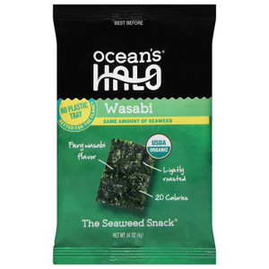 Ocean's Halo - Snack Og2 Seaweed Wasabi - Cs Of 20-.14 Oz Ocean's Halo - Snack Og2 Seaweed Wasabi - Cs Of 20-.14 Oz