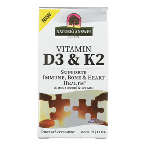 Nature's Answer - Vitamin D3 & K2 Drops - 1 Each-.5 Fz Nature's Answer - Vitamin D3 & K2 Drops - 1 Each-.5 Fz