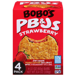 Bobo's Oat Bars - Pb&js Strawberry Jam - Cs Of 6-4/2.1 Oz Bobo's Oat Bars - Pb&js Strawberry Jam - Cs Of 6-4/2.1 Oz