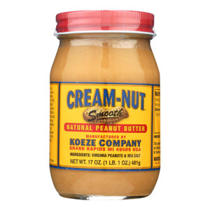 Cream Nut Peanut Butter - Smooth - Natural - Case Of 6 - 17 Oz Cream Nut Peanut Butter - Smooth - Natural - Case Of 6 - 17 Oz