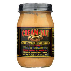 Cream Nut Peanut Butter - Crunchy - Natural - Case Of 6 - 16.5 Oz Cream Nut Peanut Butter - Crunchy - Natural - Case Of 6 - 16.5 Oz