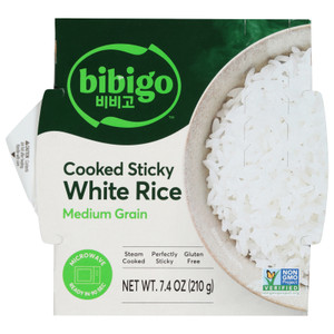 Bibigo - Rice White Sticky Cooked - Cs Of 6-7.4 Oz Bibigo - Rice White Sticky Cooked - Cs Of 6-7.4 Oz