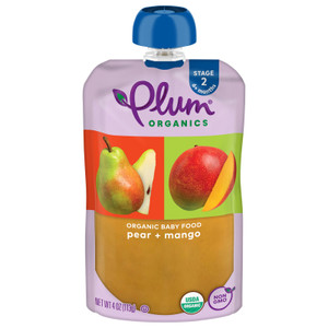 Plum Organics - Baby Fd Og2 Pear & Mango - Cs Of 12-4 Oz Plum Organics - Baby Fd Og2 Pear & Mango - Cs Of 12-4 Oz
