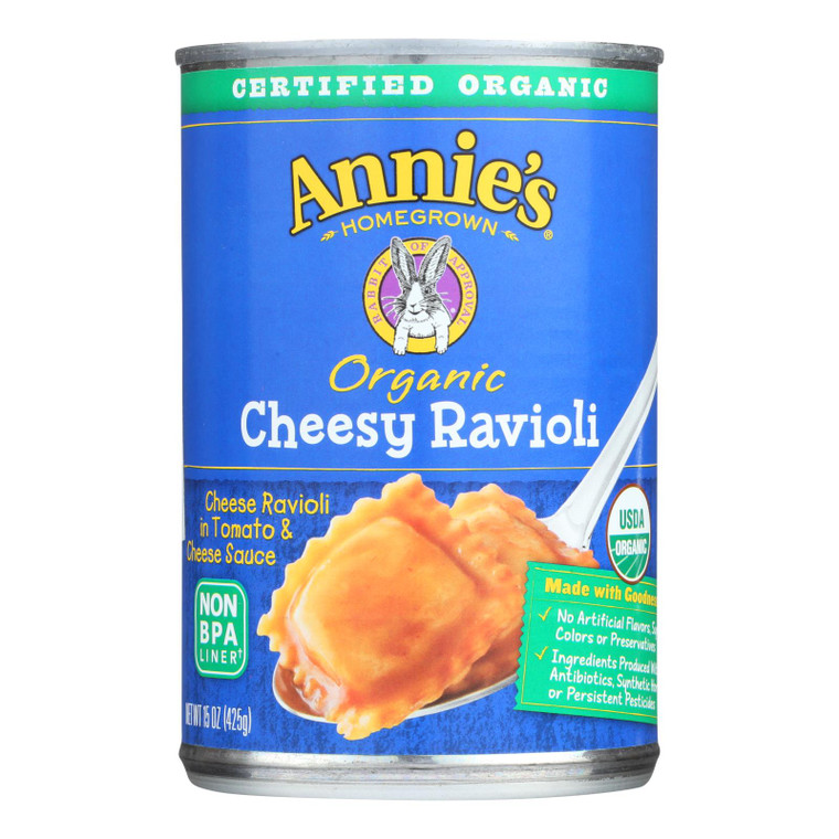 Annie's Homegrown Organic Cheesy Ravioli In Tomato And Cheese Sauce - Case Of 12 - 15 Oz.