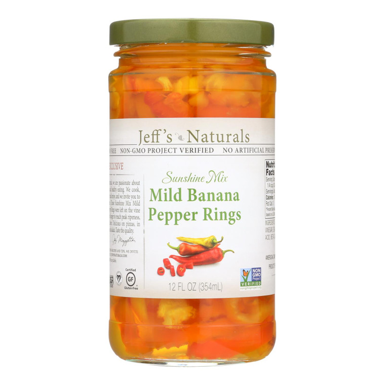 Jeff's Natural Banana Pepper - Mild - Sliced - Case Of 6 - 12 Fl Oz