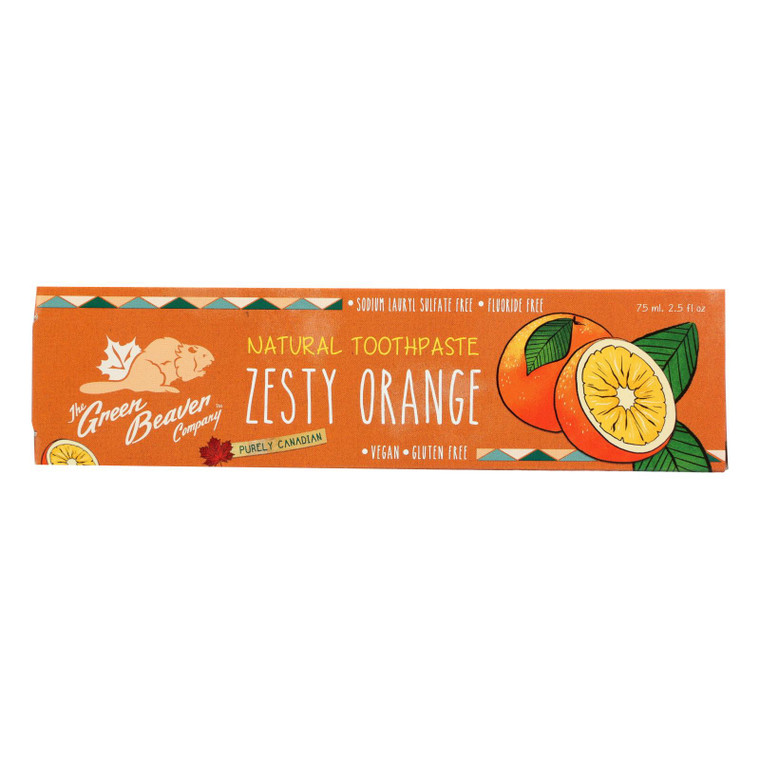 The Green Beaver Toothpaste - Zesty Orange Toothpaste - Case Of 1 - 2.5 Fl Oz.