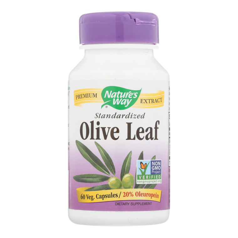 Nature's Way - Olive Leaf Standardized 20% Oleuropein - 60 Vegetarian Capsules