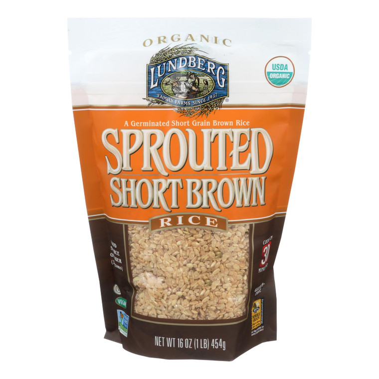 Lundberg Family Farms Sprouted Short Brown Rice - Case Of 6 - 1 Lb.