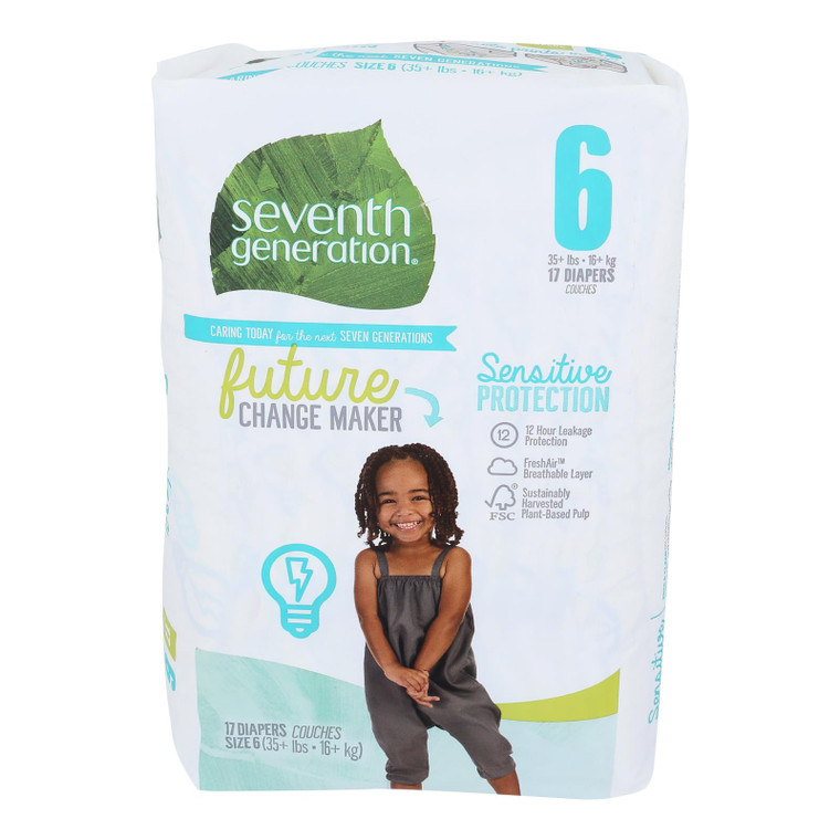 Seventh Generation - Baby Diaper Stage 6 35+ Lb - Case Of 4-17 Ct
