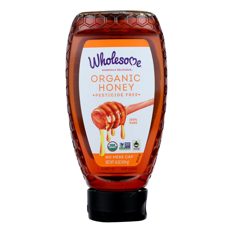 Wholesome Sweeteners Honey - Organic - Amber - Squeeze Bottle - 16 Oz - Case Of 6