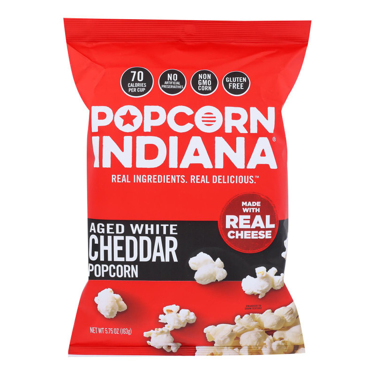 Popcorn Indiana Popcorn - Aged White Cheddar - Case Of 12 - 5.75 Oz.