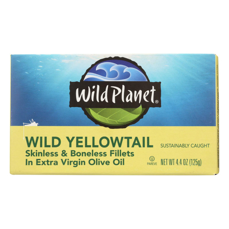 Wild Planet Wild Yellow Tail Fillets In Extra Virgin Olive Oil - Case Of 12 - 4.375 Oz. Wild Planet Wild Yellow Tail Fillets In Extra Virgin Olive Oil - Case Of 12 - 4.375 Oz.