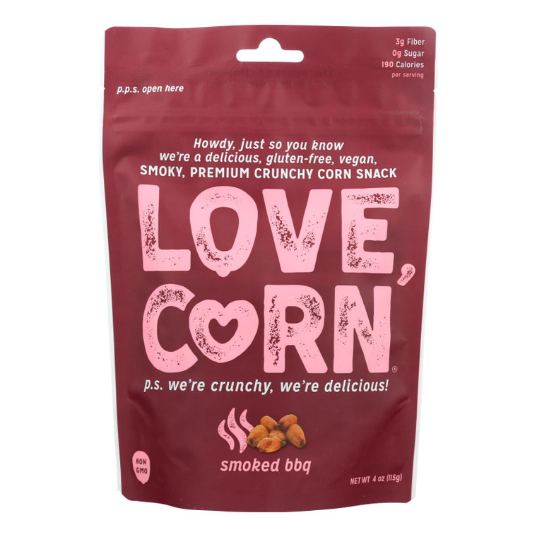 Love Corn Smoky Premium Crunchy Corn Snack - Case Of 12 - 4 Oz