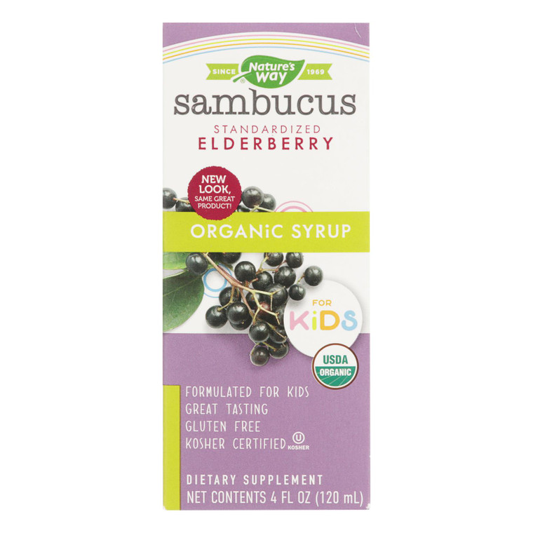 Nature's Way - Organic Sambucus For Kids - Elderberry Syrup - 4 Fl Oz