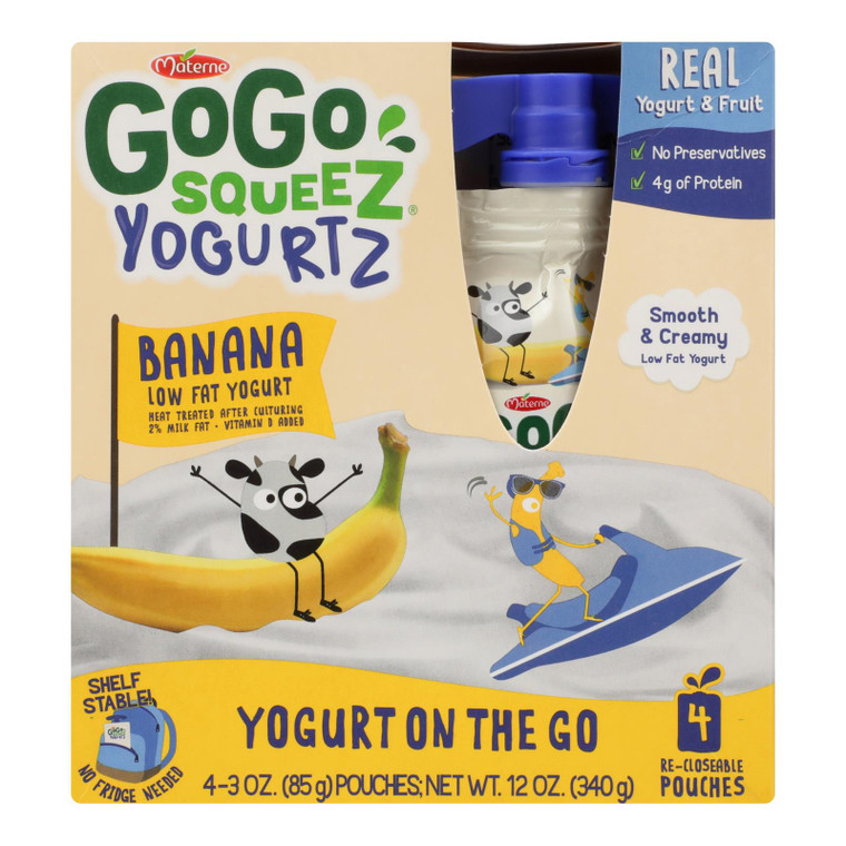 Gogo Squeez Yogurtz Low Fat Yogurt - Case Of 12 - 4/3 Oz