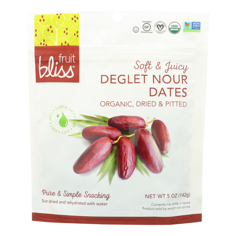 Fruit Bliss - Organic Deglet Nour Dates - Dates - Case Of 6 - 5 Oz. Fruit Bliss - Organic Deglet Nour Dates - Dates - Case Of 6 - 5 Oz.