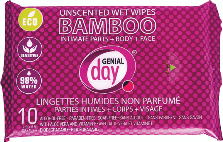 Bamboo Wet Wipes Unscented 10 PC