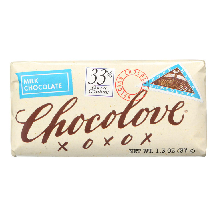 Chocolove Xoxox - Premium Chocolate Bar - Milk Chocolate - Pure - Mini - 1.3 Oz Bars - Case Of 12