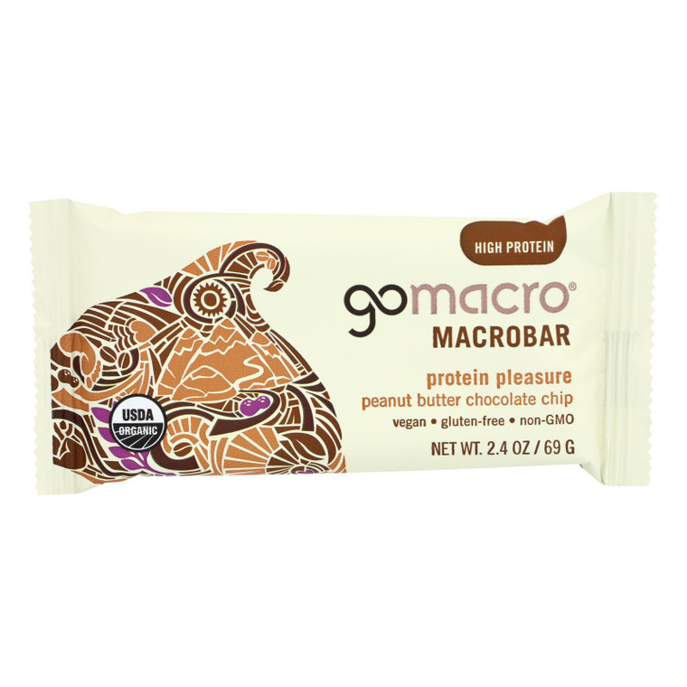 Gomacro Organic Macrobar - Peanut Butter Chocolate Chip - 2.5 Oz Bars - Case Of 12