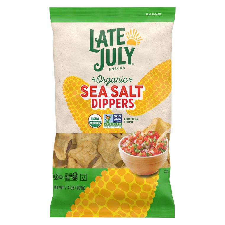 Late July Snacks - Tortilla Chips Dipper Sea Salt - Case Of 9 - 7.4 Oz