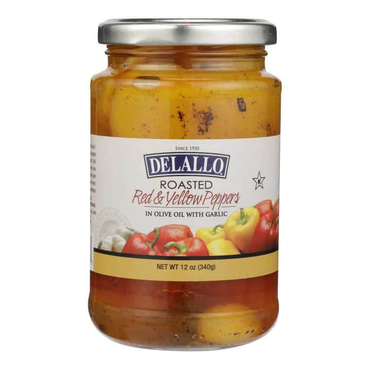 Delallo - Peppers Red & Yellow Roasted With Garlic - Case Of 12-12 Oz
