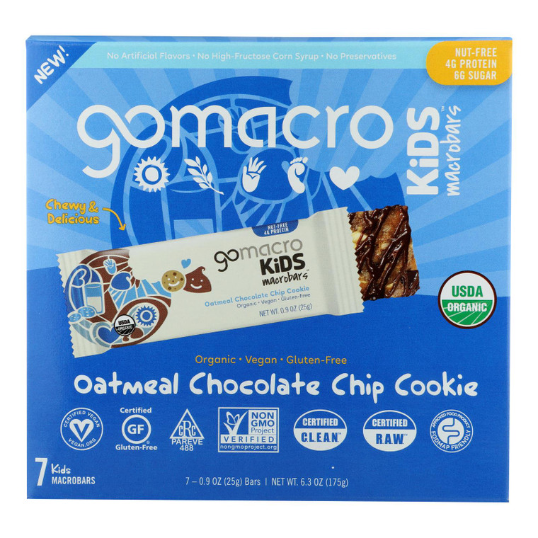Gomacro - Kids Macrobar Oatmeal Chocolate Chip - Case Of 7 - 6.3 Oz