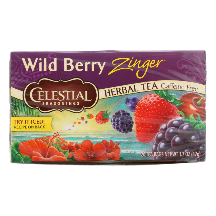 Celestial Seasonings Herb Tea Wild Berry Zinger - 20 Tea Bags - Case Of 6