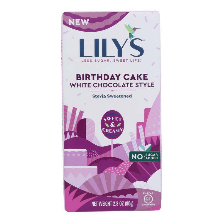 Lilys - Bar Bday Cake White Chocolate - Case Of 12-2.8 Oz