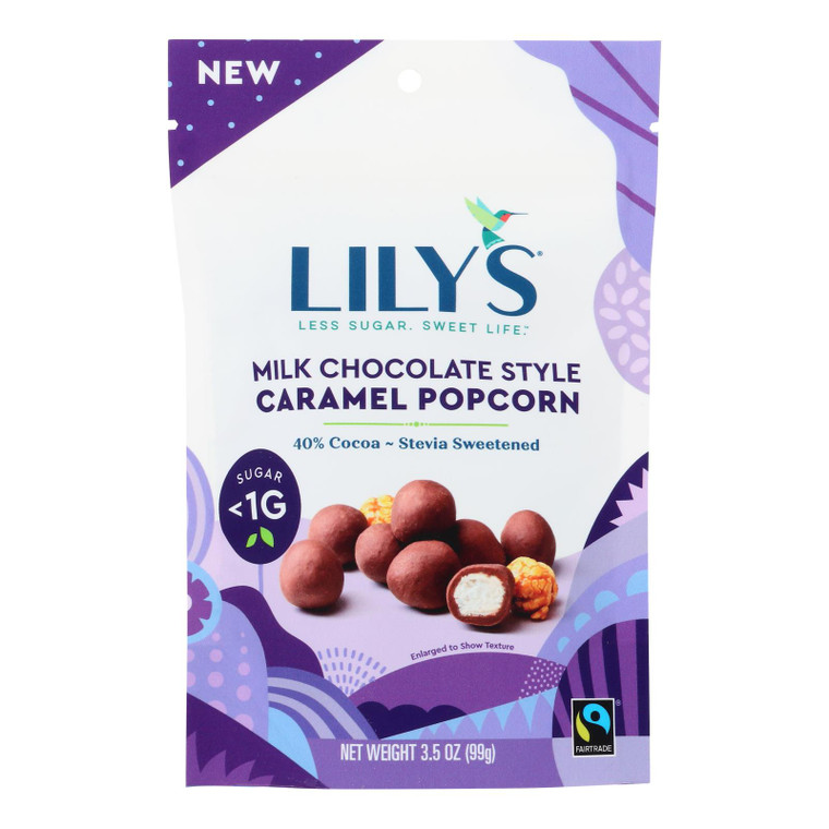 Lilys - Popcorn Milk Chocolate Caramel Stevia - Case Of 12-3.5 Oz