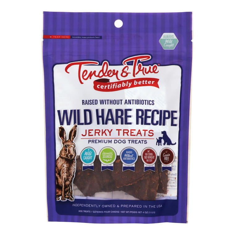 Tender & True - Dog Trt Wld Hare Rec Jrky - Case Of 10-4 Oz