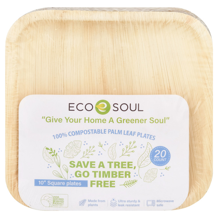 Ecosoul Home - Palm Leaf Plates 10 In. - Case Of 8-20 Ct