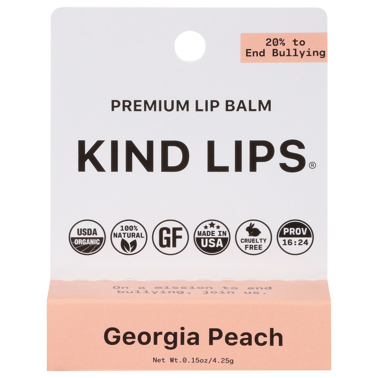 Kind Lips - Lip Balm Organic Go Peach 12 Count - Case Of 12 - 0.15 Ounce
