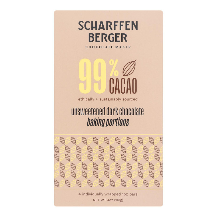 Scharffen Berger - Baking Chocolate Unsweetened - Case Of 12-4 Ounces