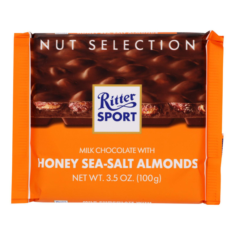 Ritter Sport Milk Chocolate With Honey Salt Almonds  - Case Of 11 - 3.5 Oz