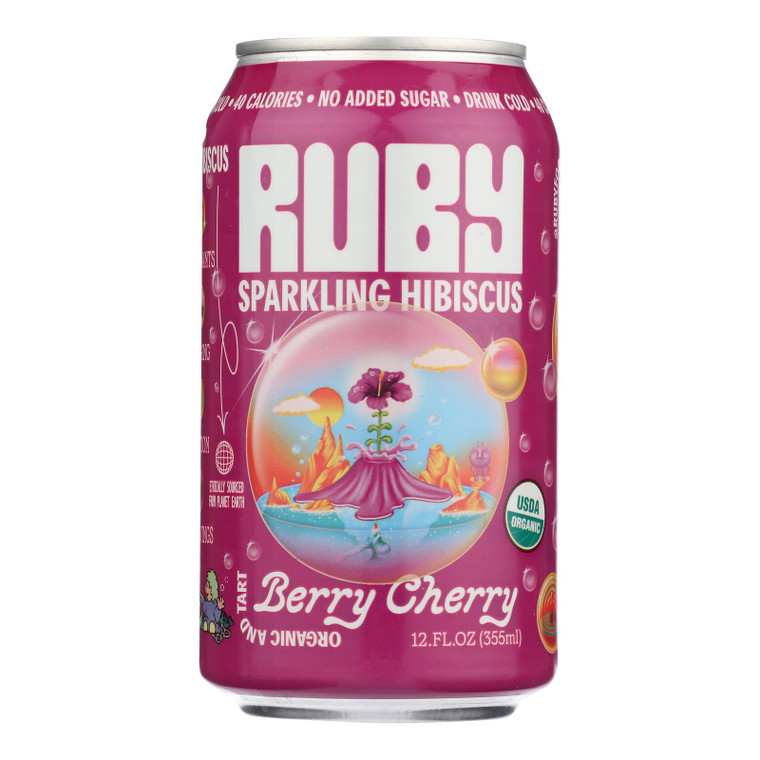 Ruby Hibiscus - Sparkling Hibiscus Organic Berry Cherry - Case Of 12-12 Fluid Ounces