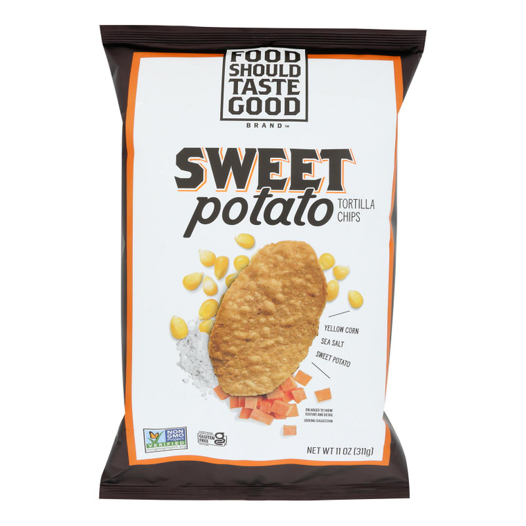 Food Should Taste Good Sweet Potato Tortilla Chips - Sweet Potato - Case Of 12 - 11 Oz.