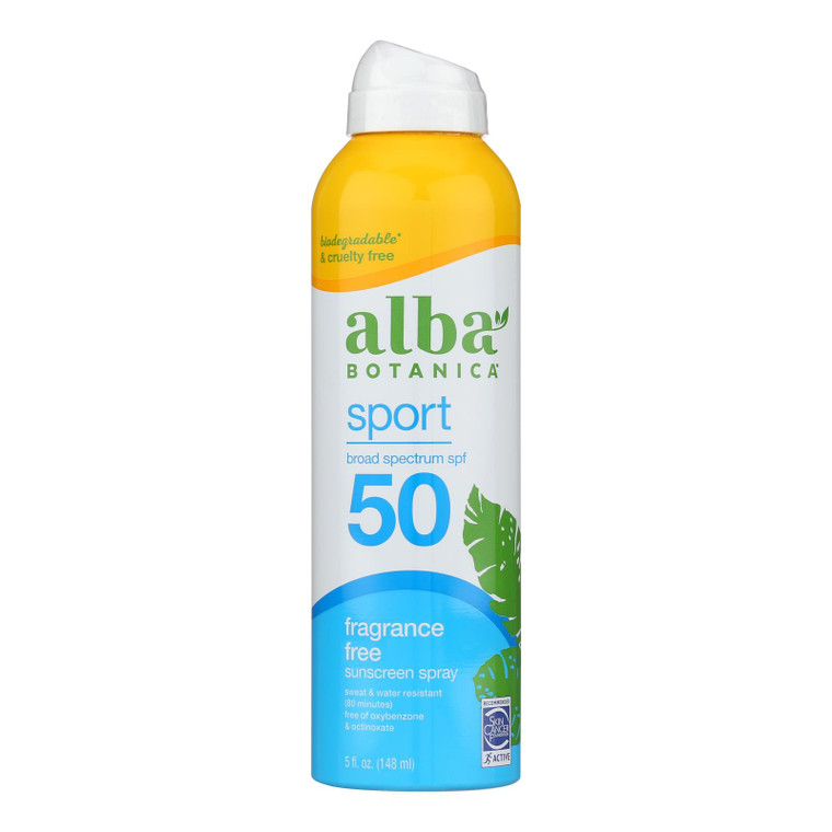 Alba Botanica - Sunscreen Spray Sport Formula Spf 50 - 1 Each-5 Fluid Ounces