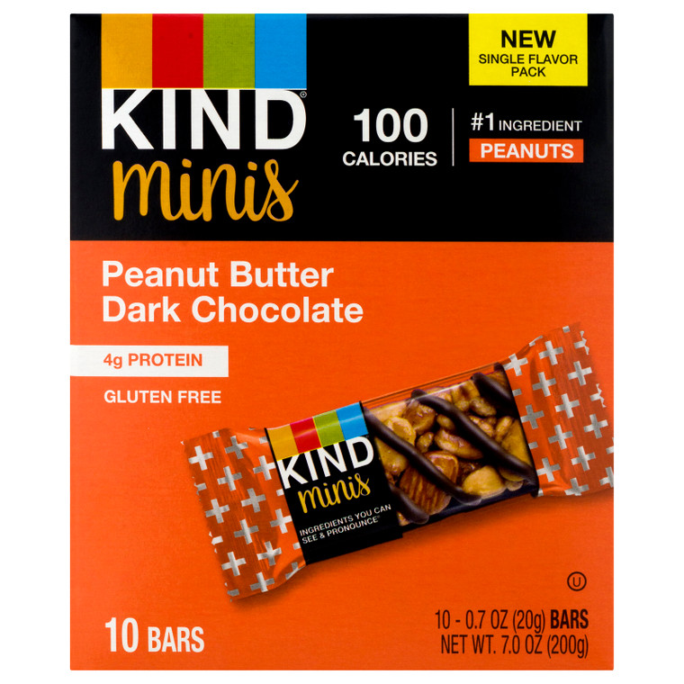 Kind - Bar Mini Dark Chocolate Peanut Butter - Case Of 8-10/.7 Oz