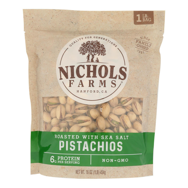 Nichols Farms - Pistachio Shell Roasted Salted - Case Of 15-16 Ounces